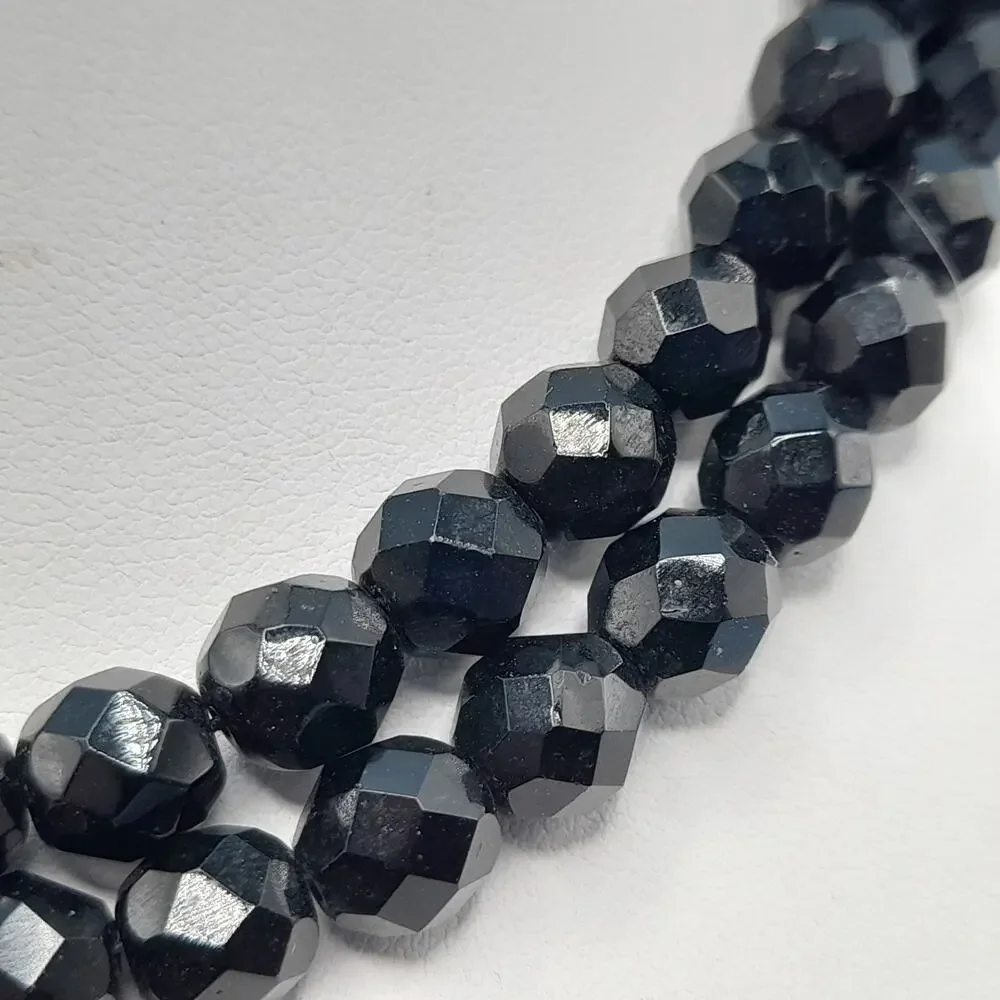 Vintage Black Crystal Double Strand Necklace 16